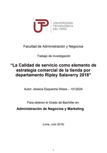 La calidad de servicio como elemento de estrategia comercial de la tienda por departamento Ripley Salaverry 2018