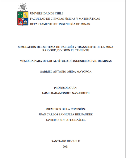 Simulación del sistema de carguío y transporte de la Mina Rajo Sur, División El Teniente