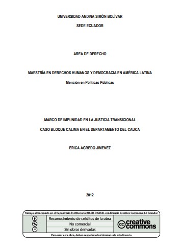 Marco de impunidad en la justicia transicional: caso bloque Calima en el departamento del Cauca