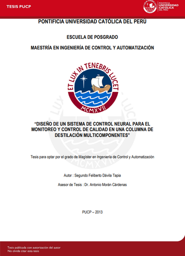 Diseño de un sistema de control neural para el monitoreo y control de calidad en una columna de destilación de multicomponentes