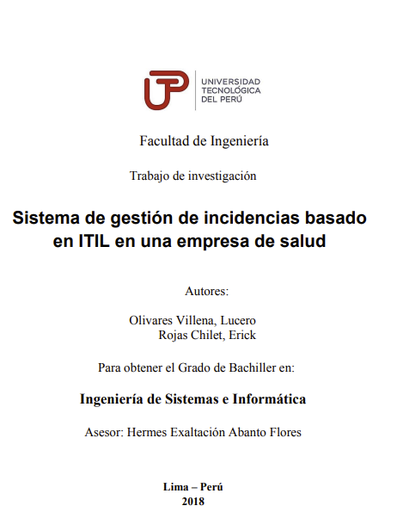 Sistema de gestión de incidencias basado en ITIL en una empresa de salud