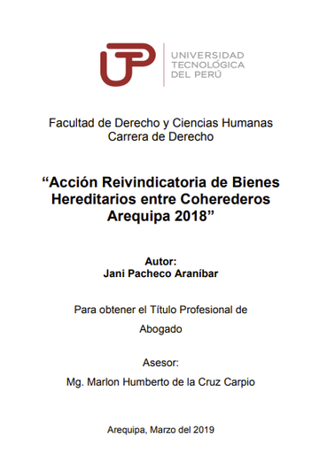 Acción reivindicatoria de bienes hereditarios entre coherederos Arequipa 2018