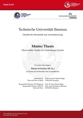 Observability studies of a turbocharger systems