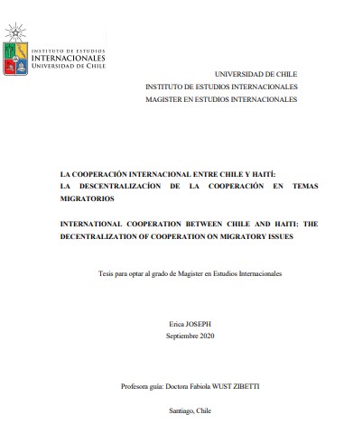 La cooperación internacional entre Chile y Haití: la descentralización de la cooperación en temas migratorios