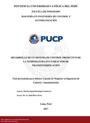 Desarrollo de un sistema de control predictivo de la temperatura en un reactor de transesterificación