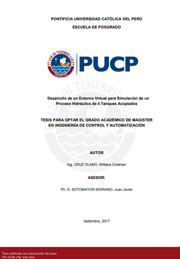 Desarrollo de un Entorno Virtual para Simulación de un Proceso Hidráulico de 4 Tanques Acoplados