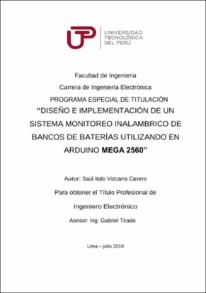 Diseño e implementación de un sistema monitoreo inalambrico de bancos de baterías utilizando en Arduino Mega 2560