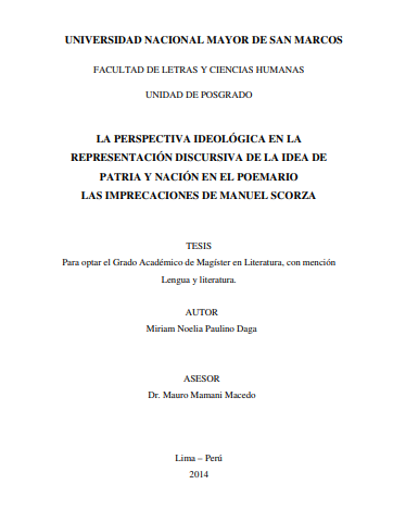 La perspectiva ideológica en la representación discursiva de la idea de patria y nación en el poemario