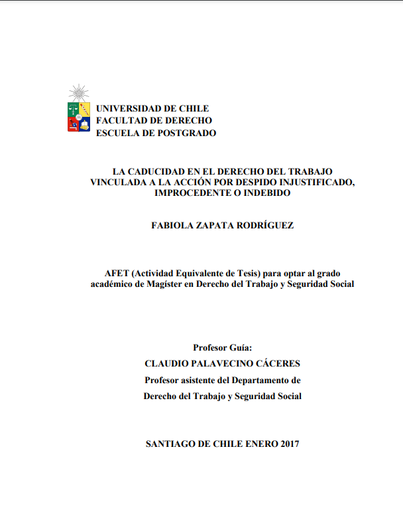 La caducidad en el derecho del trabajo vinculada a la acción por despido injustificado, improcedente o indebido