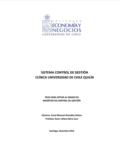 Sistema control de gestión Clínica Universidad de Chile Quilín