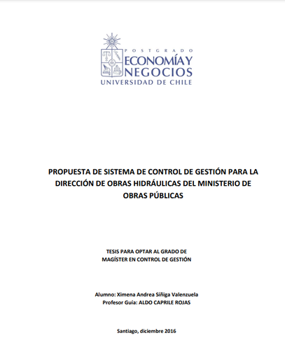 Propuesta de sistema de control de gestión para la Dirección de Obras Hidráulicas del Ministerio de Obras Públicas