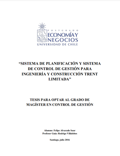 Sistema de planificación y sistema de control de gestión para ingeniería y construcción Trent Limitada