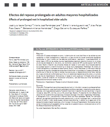 Efectos del reposo prolongado en adultos mayores hospitalizados