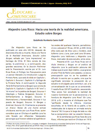 Alejandro Lora Risco: Hacia una teoría de la realidad americana. Estudio sobre Borges