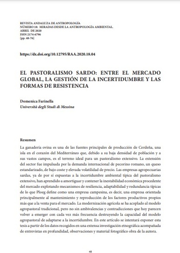 El pastoralismo sardo: Entre el mercado global, la gestión de la incertidumbre y las formas de resistencia