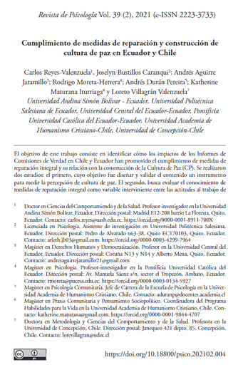 Cumplimiento de medidas de reparación y construcción de cultura de paz en Ecuador y Chile