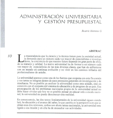 Administracion universitaria y gestión presupuestal