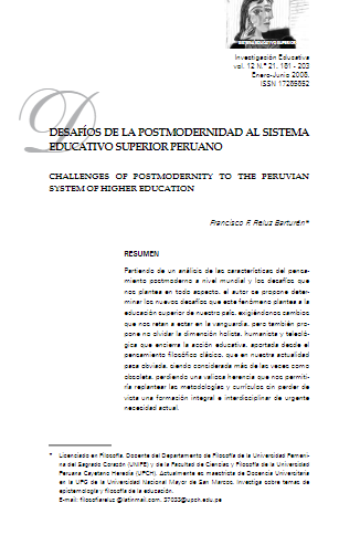 DESAFÍOS DE LA POSTMODERNIDAD AL SISTEMA EDUCATIVO SUPERIOR PERUANO