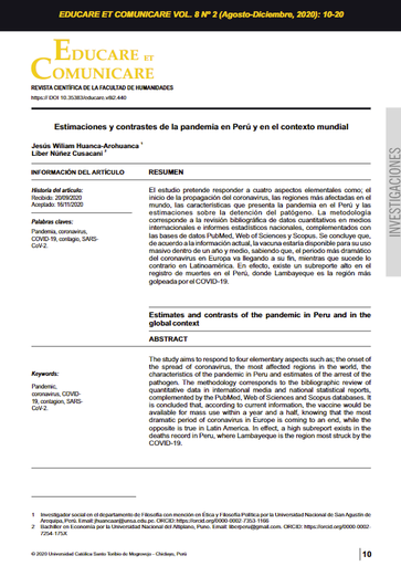 Estimaciones y contrastes de la pandemia en Perú y en el contexto mundial