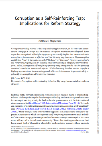 Corruption as a Self-Reinforcing Trap