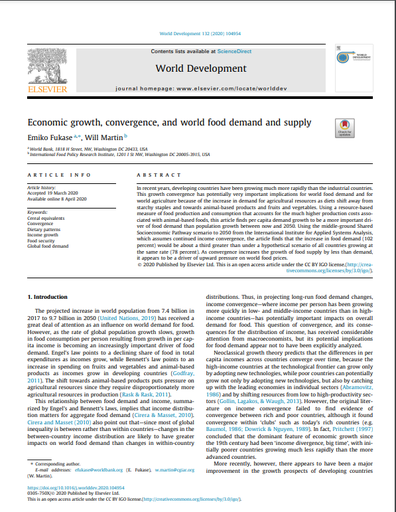 Economic Growth, Convergence, and World Food Demand and Supply