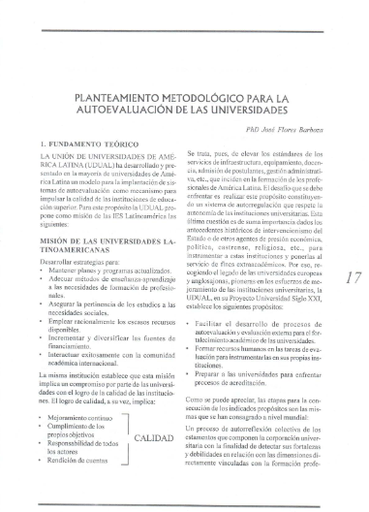 Planeamiento metodológico para la autoevaluación de las universidades