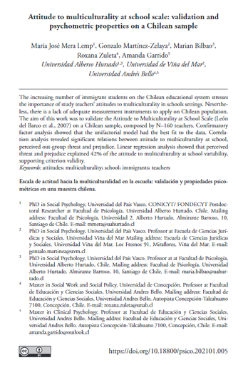 Attitude to multiculturality at school scale: validation and psychometric properties on a Chilean sample