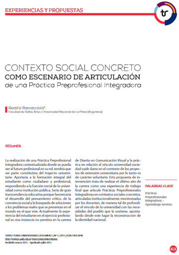 Contexto social concreto como escenario de articulación de una Práctica Preprofesional Integradora