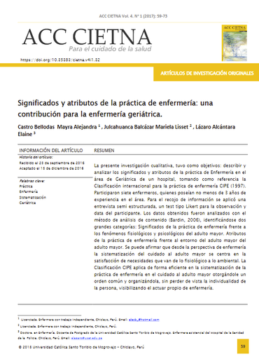 Significados y atributos de la práctica de enfermería: una contribución para la enfermería geriátrica.