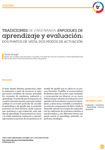 Tradiciones de enseñanza, enfoques de aprendizaje y evaluación: dos puntos de vista, dos modos de actuación