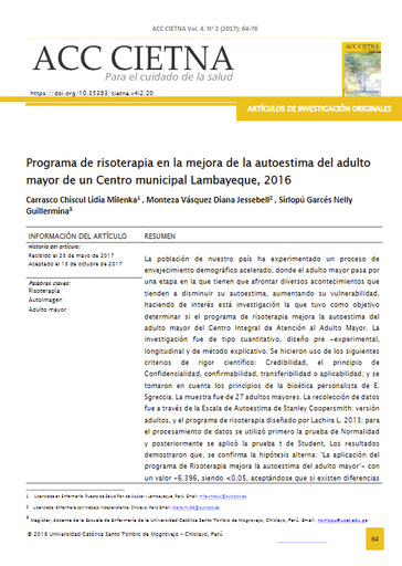 Programa de risoterapia en la mejora de la autoestima del adulto mayor de un Centro municipal Lambayeque, 2016