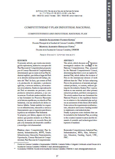 COMPETITIVIDAD Y PLAN INDUSTRIAL NACIONAL