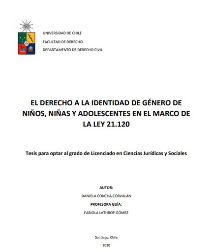 El derecho a la identidad de género de niños, niñas y adolescentes en el marco de la Ley 21.120