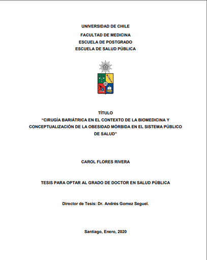 Cirugía bariátrica en el contexto de la biomedicina y conceptualización de la obesidad mórbida