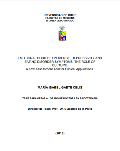 Emotional bodil y experience, depressivity and eating disorder symptoms : the role of culture : a new assessment tool for clinical applications