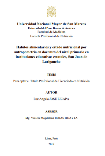 Hábitos alimentarios y estado nutricional por antropometría