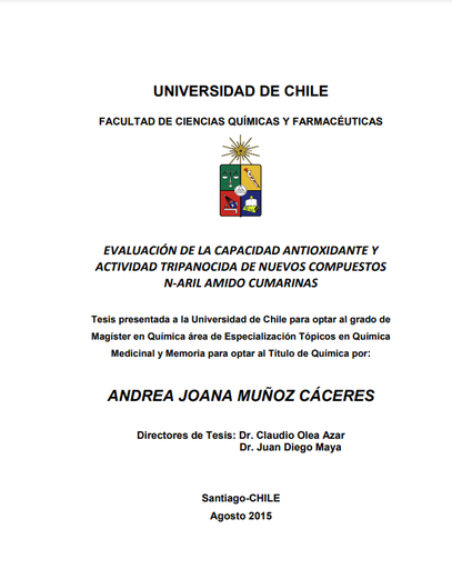 Evaluación de la capacidad antioxidante y actividad tripanocida de nuevos compuestos N-aril amido cumarinas