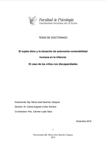 El sujeto ético y la situación de autonomía-vulnerabilidad humana en la infancia