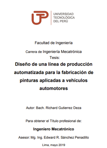 Diseño de una línea de producción automatizada para la fabricación de pinturas aplicadas a vehículos automotores