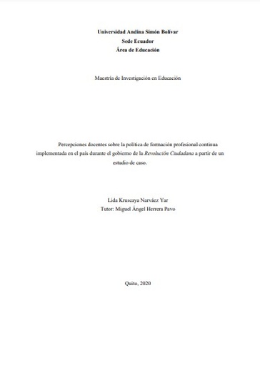 Percepciones docentes sobre la política de formación profesional continua implementada en el país durante el gobierno