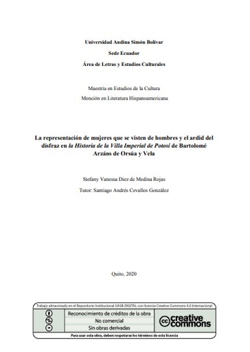 La representación de mujeres que se visten de hombres y el ardid del disfraz en la Historia de la Villa Imperial de Potosí