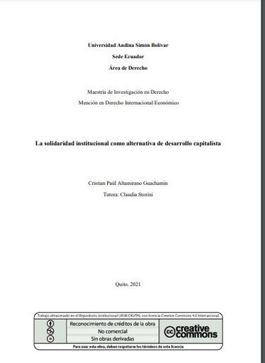 La solidaridad institucional como alternativa de desarrollo capitalista