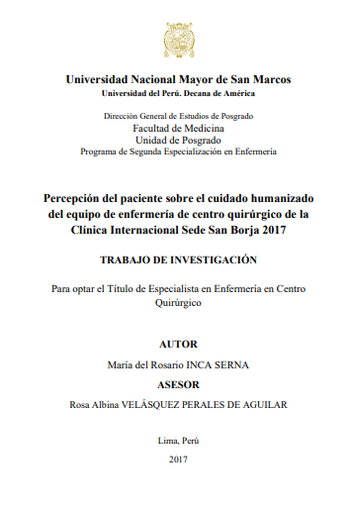 Percepción del paciente sobre el cuidado humanizado del equipo de enfermería de centro quirúrgico