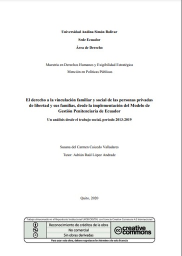 El derecho a la vinculación familiar y social de las personas privadas de libertad y sus familias