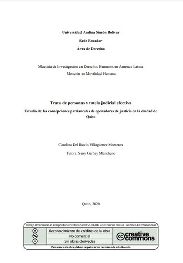 Trata de personas y tutela judicial efectiva: estudio de las concepciones patriarcales de operadores de justicia