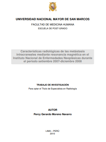 Características radiológicas de las metástasis intracraneales mediante resonancia magnética