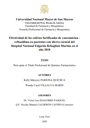 Efectividad de los colirios fortificados de vancomicina - ceftazidima en pacientes con úlcera corneal