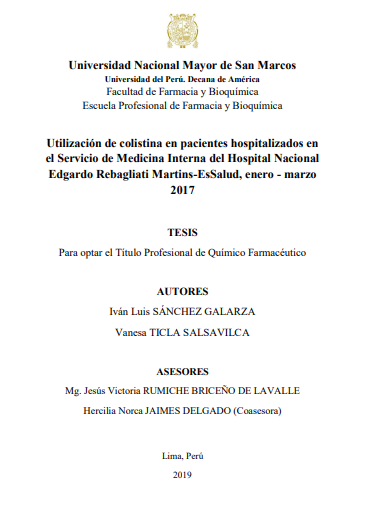 Utilización de colistina en pacientes hospitalizados en el Servicio de Medicina Interna