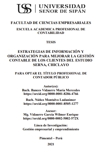 Estrategias de información y organización para mejorar la gestión contable de los clientes del estudio Serna, Chiclayo