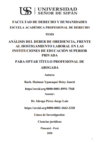 Análisis del deber de obediencia, frente al hostigamiento laboral en las instituciones de educación superior privada